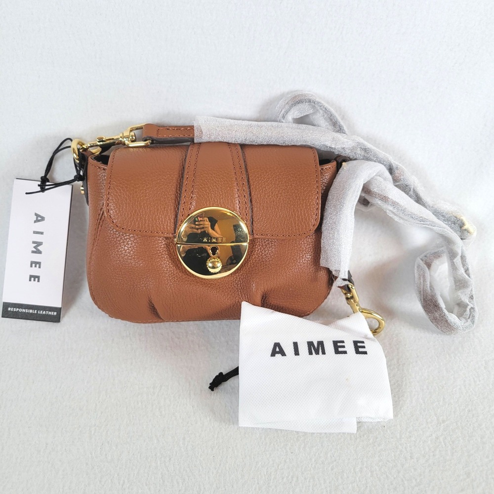 Aimee Kestenberg Womens Bold Beat Pebble Leather Crossbody Bag Small Brown Retro